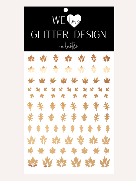 Leaves (Design 2) Nail Decal | Chrome // Light Gold