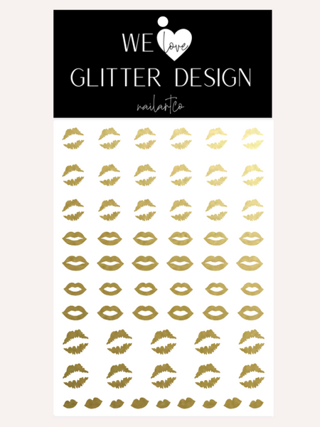 Kissy Lips Nail Decal | Gold Shimmer (*Decal Comes Un-Weeded)