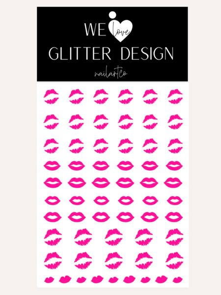 Kissy Lips Nail Decal | Neon Pink (*Decal Comes Un-Weeded)