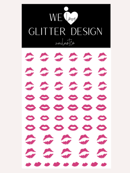 Kissy Lips Nail Decal | Pink (*Decal Comes Un-Weeded)