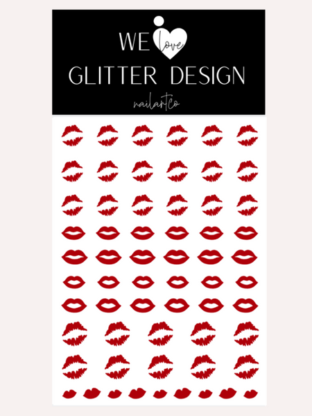 Kissy Lips Nail Decal | Red (*Decal Comes Un-Weeded)