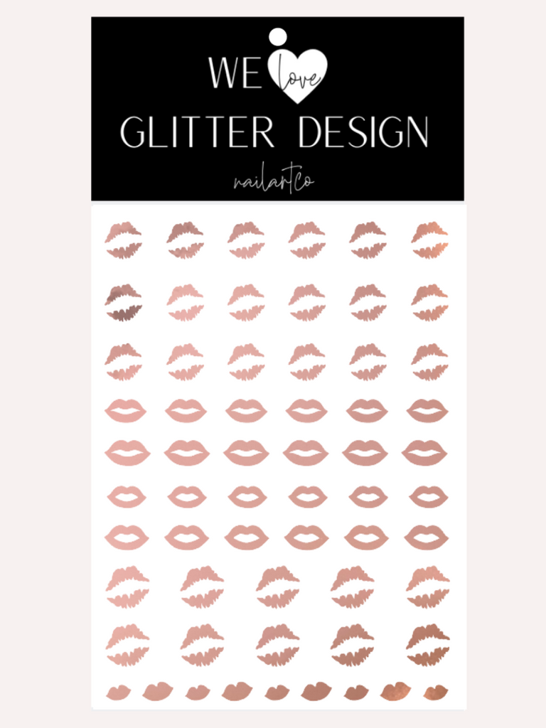 Kissy Lips Nail Decal | Rose Gold Chrome (*Decal Comes Un-Weeded)