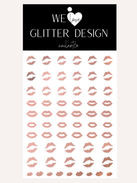 Kissy Lips Nail Decal | Rose Gold Chrome (*Decal Comes Un-Weeded)