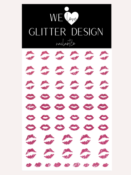 Kissy Lips Nail Decal | Sparkle Melon (*Decal Comes Un-Weeded)
