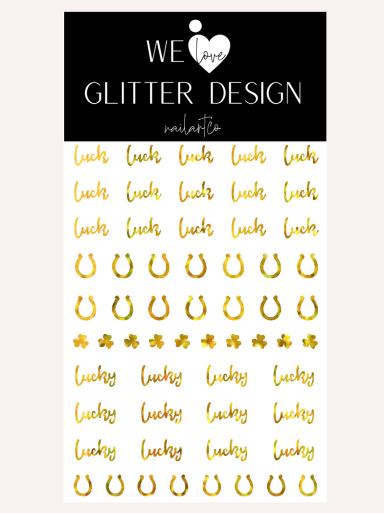 Luck Of The Irish Nail Decal | Holographic Sparkle // Gold