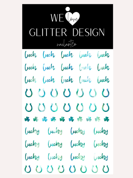 Luck Of The Irish Nail Decal | Holographic Sparkle // Green