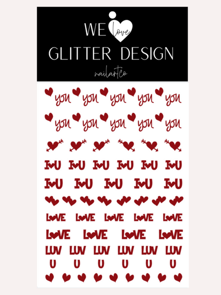 Love You Nail Decal | Dark Red