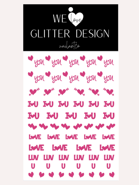 Love You Nail Decal | Pink