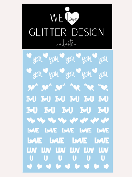 Love You Nail Decal | White