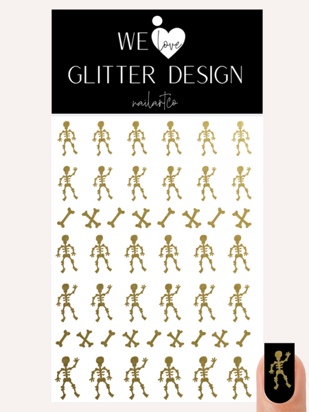 Mr. Bones Nail Decal | Gold Shimmer