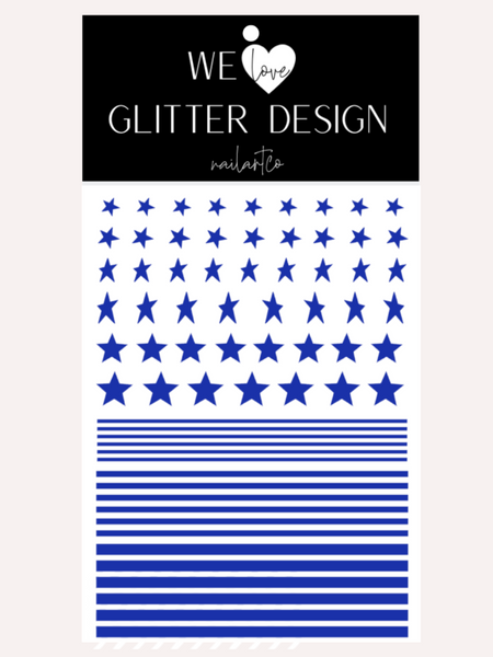 Stars & Stripes DESIGN 2 Nail Decal | Brilliant Blue