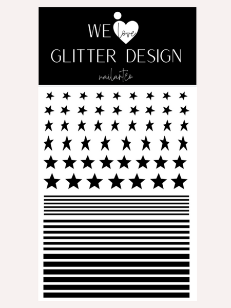 Stars & Stripes DESIGN 2 Nail Decal | Black