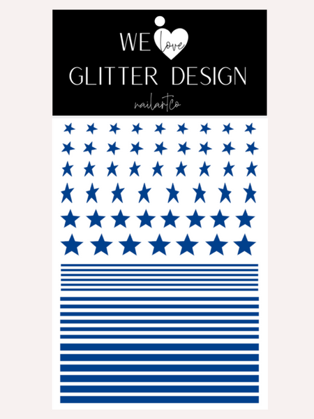 Stars & Stripes DESIGN 2 Nail Decal | Blue