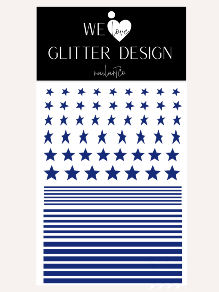 Stars & Stripes DESIGN 2 Nail Decal | Cobalt Blue