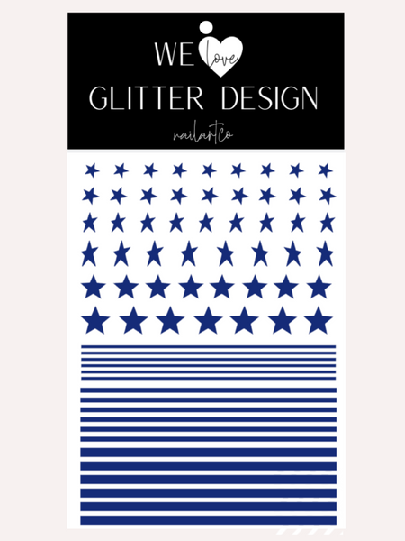 Stars & Stripes DESIGN 2 Nail Decal | Cobalt Blue
