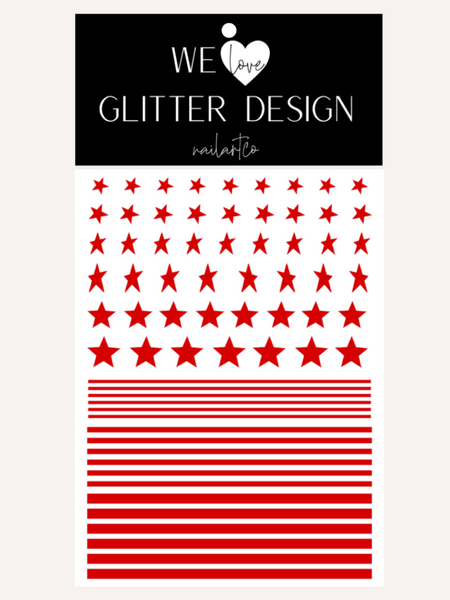Stars & Stripes DESIGN 2 Nail Decal | Dark Red