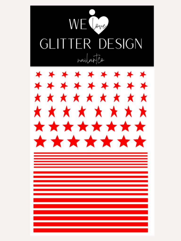Stars & Stripes DESIGN 2 Nail Decal | Red