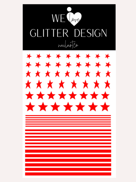 Stars & Stripes DESIGN 2 Nail Decal | Red