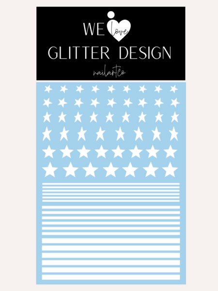 Stars & Stripes DESIGN 2 Nail Decal | White