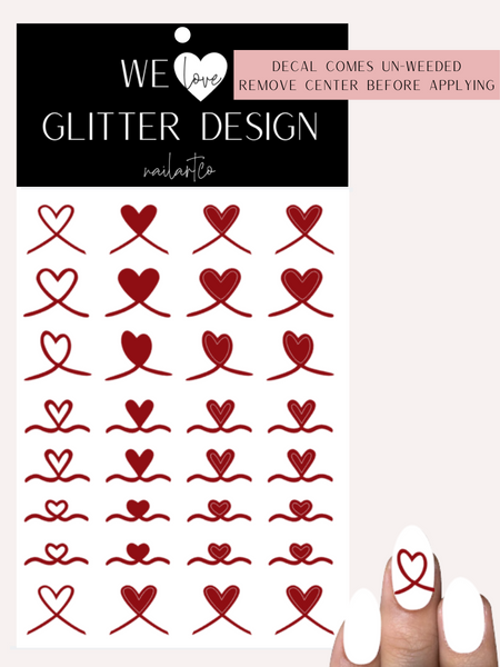 Ribbon Heart Nail Decal | Dark Red (*Comes Un-Weeded)