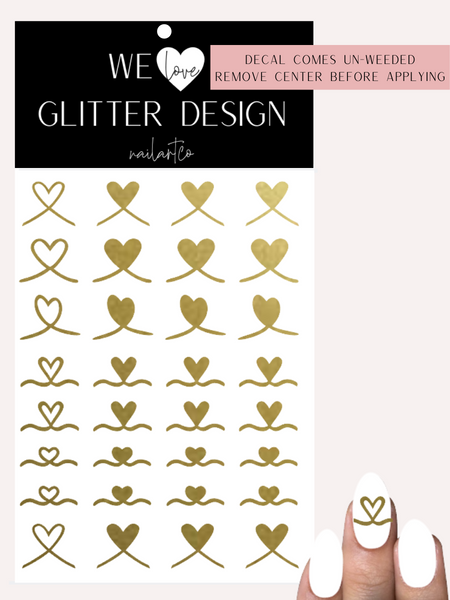 Ribbon Heart Nail Decal | Gold Shimmer (*Comes Un-Weeded)
