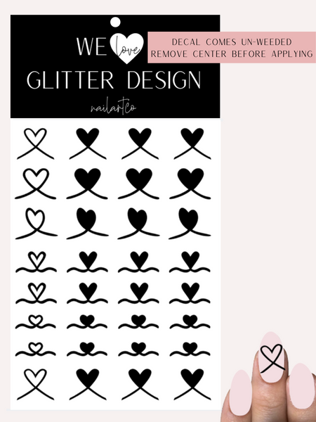 Ribbon Heart Nail Decal | Black (*Comes Un-Weeded)