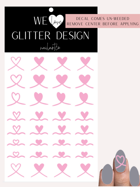 Ribbon Heart Nail Decal | Soft Pink (*Comes Un-Weeded)