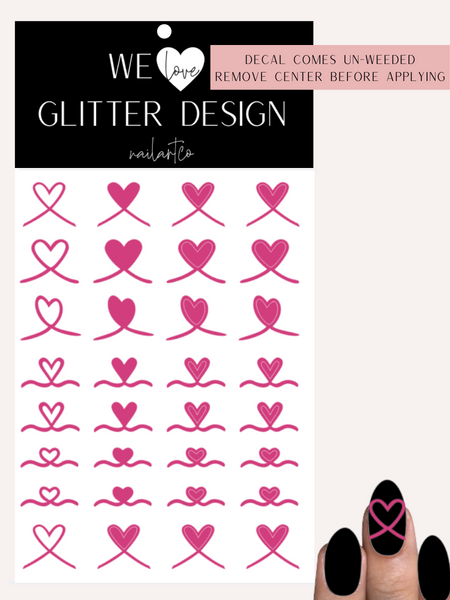 Ribbon Heart Nail Decal | Pink (*Comes Un-Weeded)