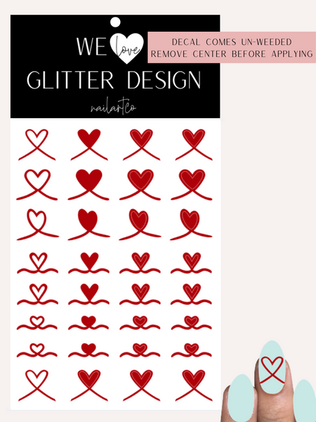 Ribbon Heart Nail Decal | Red (*Comes Un-Weeded)