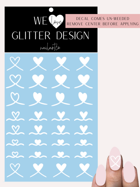 Ribbon Heart Nail Decal | White (*Comes Un-Weeded)
