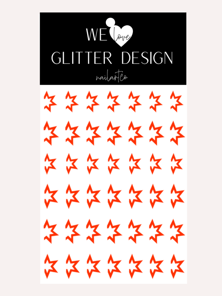 Starburst Sidewall Star Nail Decal | Neon Red