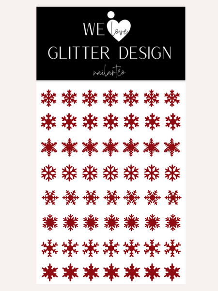 Snowflakes Large Nail Decal | Dark Red