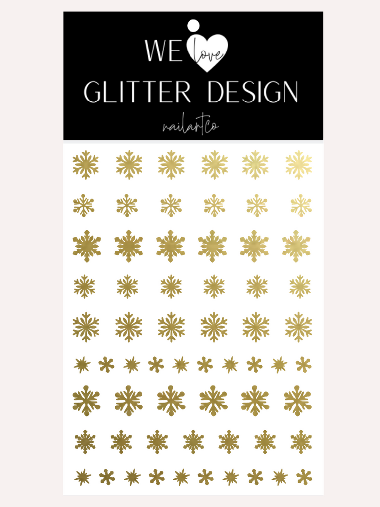 Snowflakes Variety (Design 1) Nail Decal | Gold Shimmer