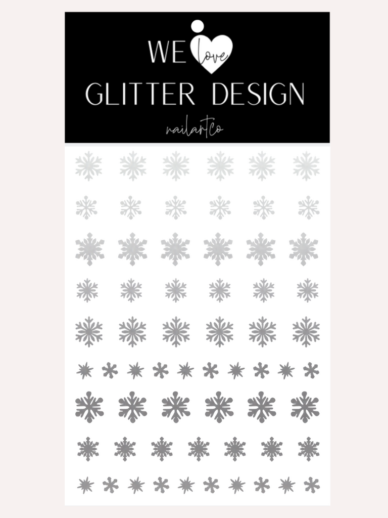 Snowflakes Variety (Design 1) Nail Decal | Silver Shimmer
