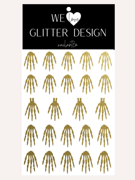 Skeleton Hand Nail Decal | Gold Shimmer (CHOOSE LENGTH)
