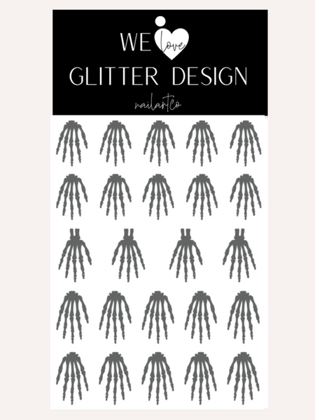 Skeleton Hand Nail Decal | Grey (CHOOSE LENGTH)