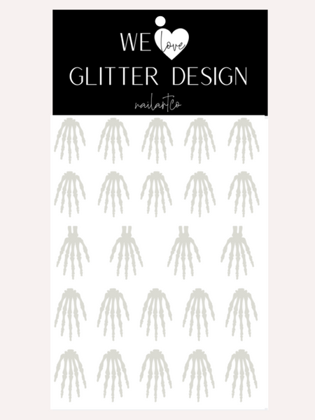 Skeleton Hand Nail Decal | Light Grey (CHOOSE LENGTH)