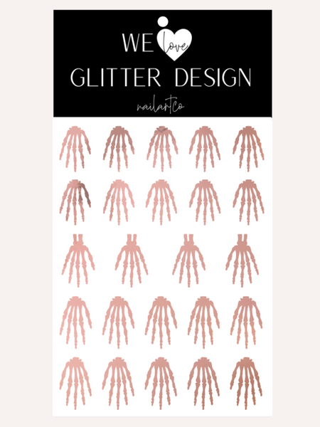 Skeleton Hand Nail Decal | Rose Gold Chrome (CHOOSE LENGTH)