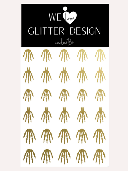 Skeleton Hand Nail Decal | Gold Shimmer (CHOOSE LENGTH)