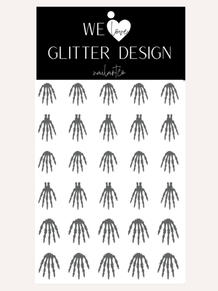 Skeleton Hand Nail Decal | Grey (CHOOSE LENGTH)