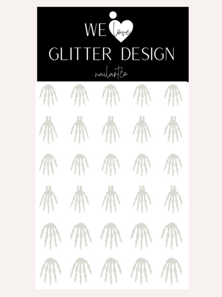 Skeleton Hand Nail Decal | Light Grey (CHOOSE LENGTH)