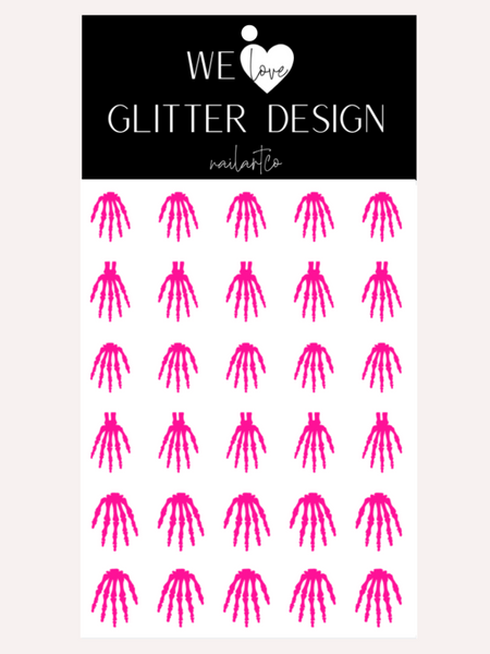 Skeleton Hand Nail Decal | Neon Pink (CHOOSE LENGTH)