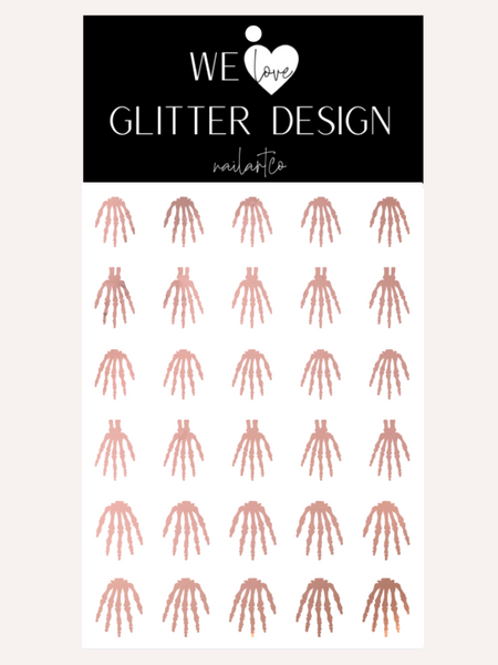 Skeleton Hand Nail Decal | Rose Gold Chrome (CHOOSE LENGTH)