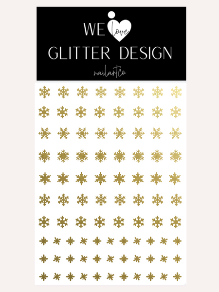 Snowflakes Small Nail Decal | Gold Shimmer