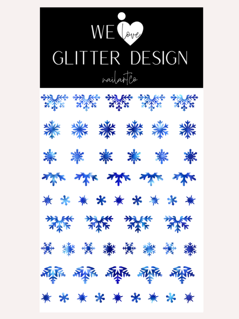 Snowflake Variety (Design 2) Nail Decal | Holo Sparkle // Blue