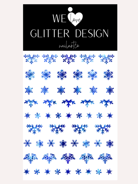 Snowflake Variety (Design 2) Nail Decal | Holo Sparkle // Blue