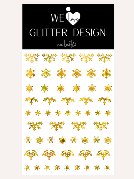 Snowflake Variety (Design 2) Nail Decal | Holo Sparkle // Gold