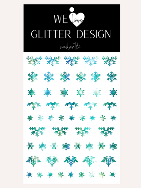 Snowflake Variety (Design 2) Nail Decal | Holo Sparkle // Green