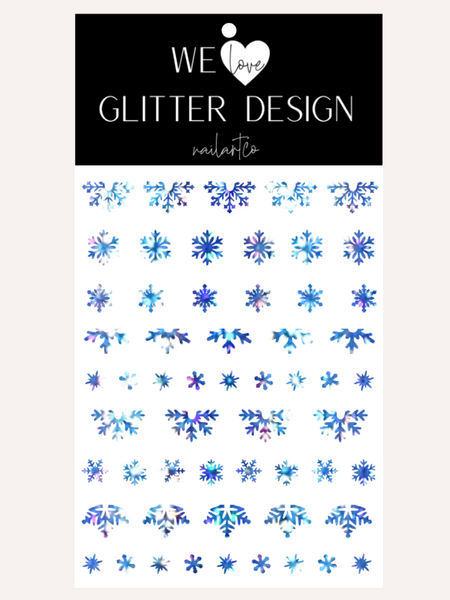 Snowflake Variety (Design 2) Nail Decal | Holo Sparkle // Light Blue