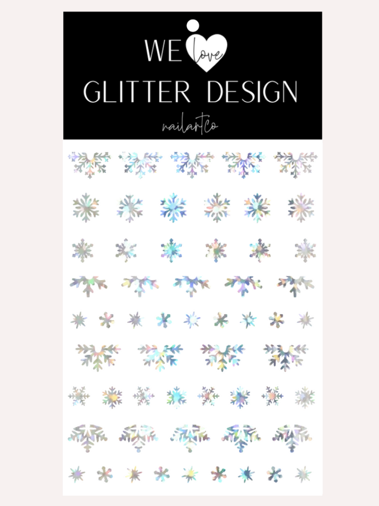 Snowflake Variety (Design 2) Nail Decal | Holo Sparkle // Silver